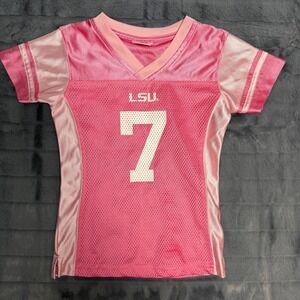 LSU Tigers Pink Football Jersey Kids 4T ProEdge Knights Apparel Number 7 Mesh